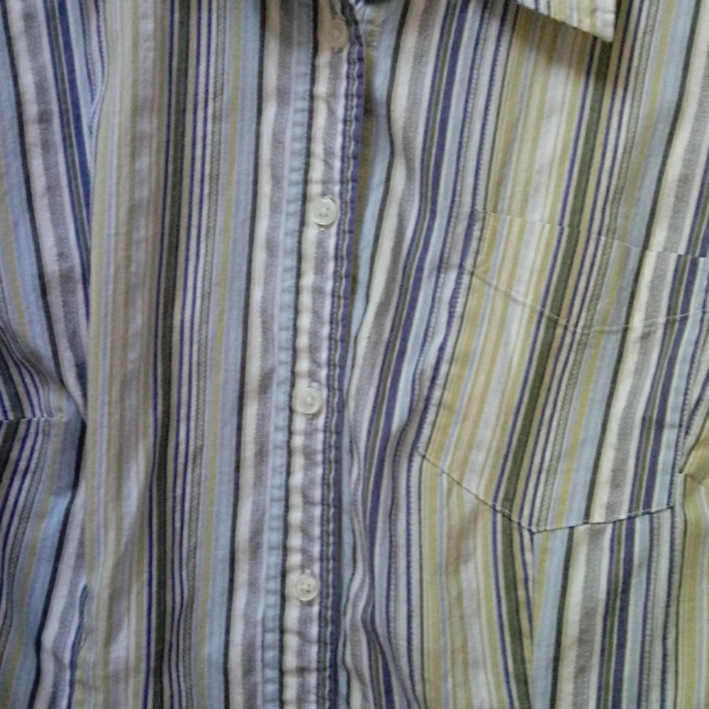 Mossimo Green Blue Striped Shirt - Picture 2 of 5
